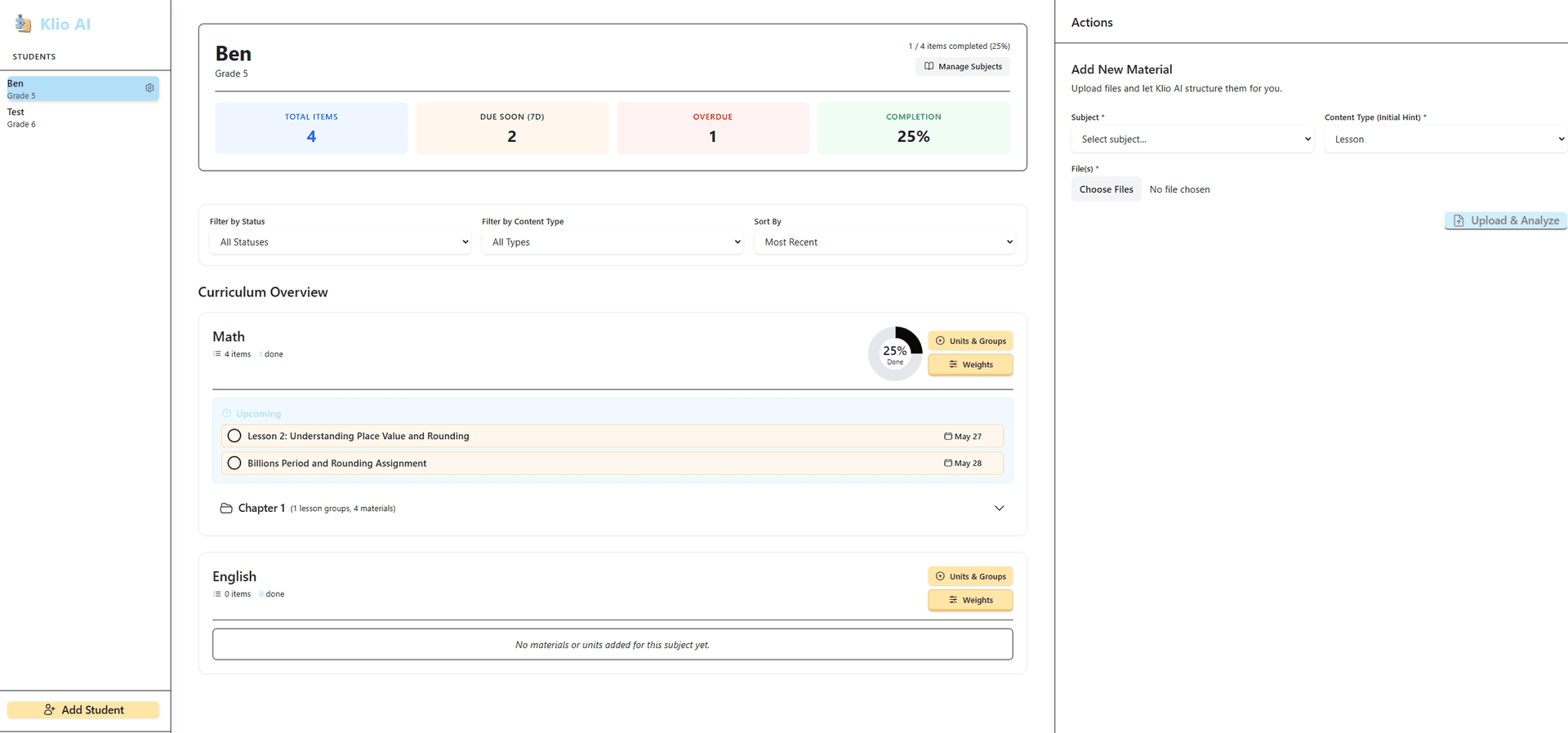 Klio AI Dashboard Preview